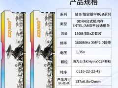 储奇哪吒RGB DDR4 3600内存条