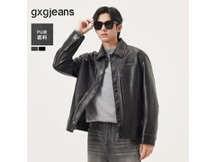 gxgjeans美式复古PU皮夹克清仓特惠