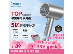 美的5亿等离子护发电吹风FJ308银，到手仅89元！