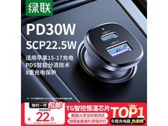 绿联车载充电器促销！一拖二快充，到手仅22.8元