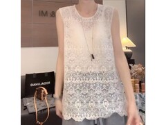 欧若风春季杏色圆领蕾丝打底背心，XL码79元抢购！