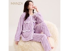 玛伦萨女士香芋紫珊瑚绒睡衣5折仅54.5元