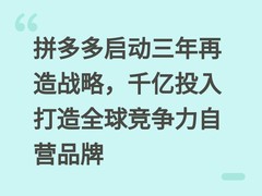 拼多多启动三年再造战略，千亿投入打造全球竞争力自营品牌