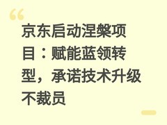 京东启动涅槃项目：赋能蓝领转型，承诺技术升级不裁员
