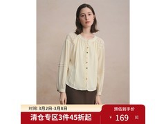 独束大码蕾丝娃娃衫月牙米