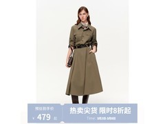 独束工装风假两件衬衫裙