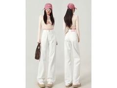 燠阳秋季白色XL阔腿牛仔裤低至59.9