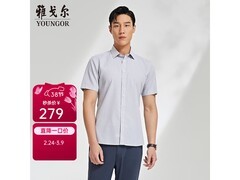 雅戈尔男士格纹短袖衬衫259元