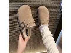 ST&amp;SAT星期六女士冬季真皮加绒拖鞋79元