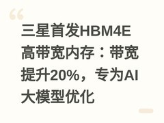 三星首发HBM4E高带宽内存：带宽提升20%，专为AI大模型优化