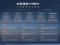 全新一代捷途X90上市：五款配置、双动力+猎鹰500智驾，售价12.29万起