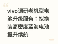vivo调研老机型电池升级服务：拟换装高密度蓝海电池提升续航