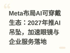 Meta布局AI可穿戴生态：2027年推AI吊坠，加速眼镜与企业服务落地