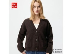 优衣库25秋冬深褐针织短开衫99元