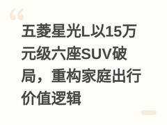 五菱星光L以15万元级六座SUV破局，重构家庭出行价值逻辑