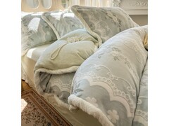 Krupp Corp浅绿牛奶绒四件套低至119元