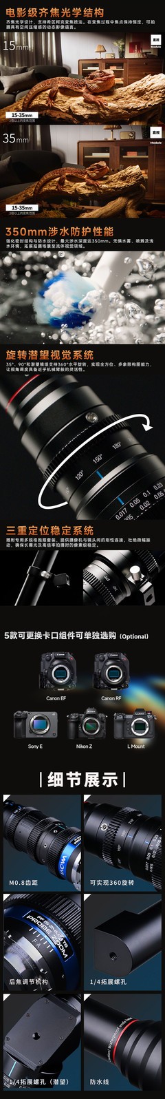 老蛙将于3月11日推出15-24 T8、15-35 T12 全画幅变焦探针镜头