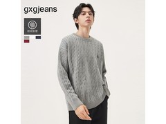 gxgjeans冬季灰咖圆领刺绣毛衣仅139元