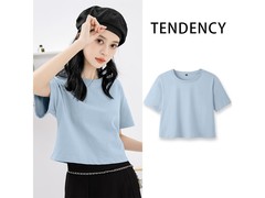 真维斯纯棉雾霾蓝M码女T恤低至18.9元