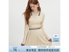 范思蓝恩美式复古POLO针织衫裙两件套