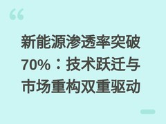新能源渗透率突破70%：技术跃迁与市场重构双重驱动