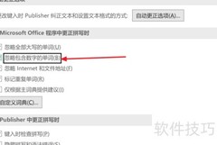 Publisher忽略数字单词校对