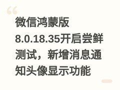 微信鸿蒙版8.0.18.35开启尝鲜测试，新增消息通知头像显示功能