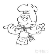蓝精灵厨师简笔画教程