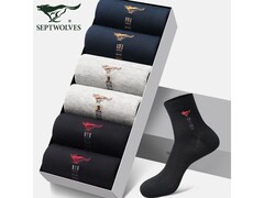 七匹狼5双装纯棉中筒袜，低至29.9元抢