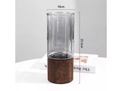 溥畔玻璃花瓶配木托，京东到手仅16.9元