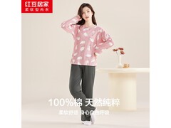 红豆纯棉春夏季睡衣套装
