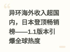 异环海外收入超国内，日本登顶畅销榜——1.1版本引爆全球热度