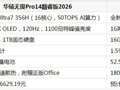 高性能轻薄笔记本推荐｜华硕无畏Pro14酷睿版2026