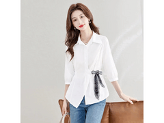 2026春夏新款白色七分袖收腰衬衫，XL码99元带回家