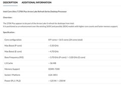 英特尔两款Arrow Lake Refresh处理器提前曝光