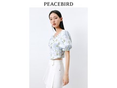 太平鸟蓝色印花女装上衣1件5折52.5元