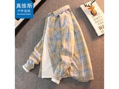 王一博代言JEANSWEST男款黄格衬衫5折！