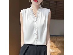 爆款法式轻奢无袖白衬衫，L码仅59.9元速抢！