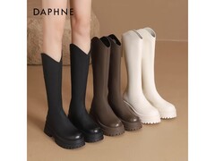 达芙妮显瘦V口厚底骑士靴低至129元