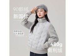 雪中飞女士神秘灰L码奥粒绒拼接鹅绒外套5折