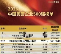 行业唯一！雅迪入选2026中国民营企业500强第232位，较上年上升54位