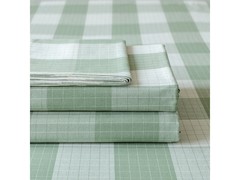 途波列全棉格韵蓝床单