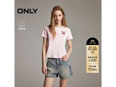 ONLY纯棉短款正肩T恤五折仅124元