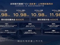 吉利银河星舰7 EV上市：9.98万起售，纯电紧凑型SUV新标杆