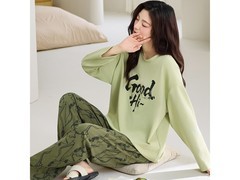 都市丽人抹茶绿纯棉女士睡衣66.9元