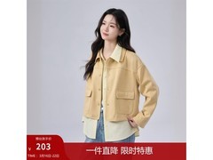 茵曼巴恩风丝绒短外套5折