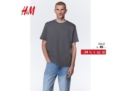 H&amp;M男装T恤5折，24.5元春季内搭优选