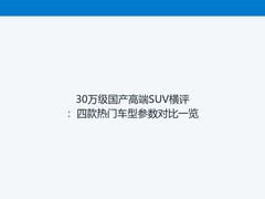 30万级国产高端SUV横评：四款热门车型参数对比一览