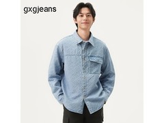 gxgjeans提花复古牛仔衬衫
