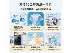 海信10KG洗烘洗衣机热卖，到手3599元